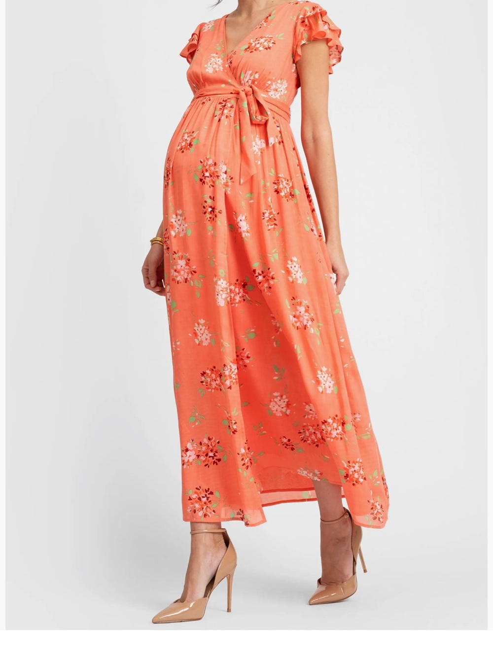 Seraphine Coral Floral Wrap Maxi